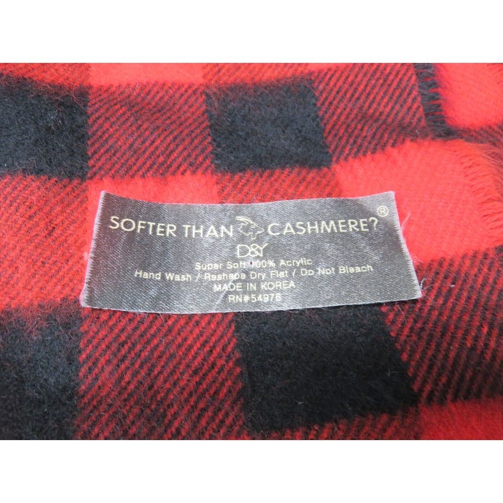 Softer Than‎ Cashmere Scarf Red Black Buffalo Plaid Tartan Acrylic 12x64"